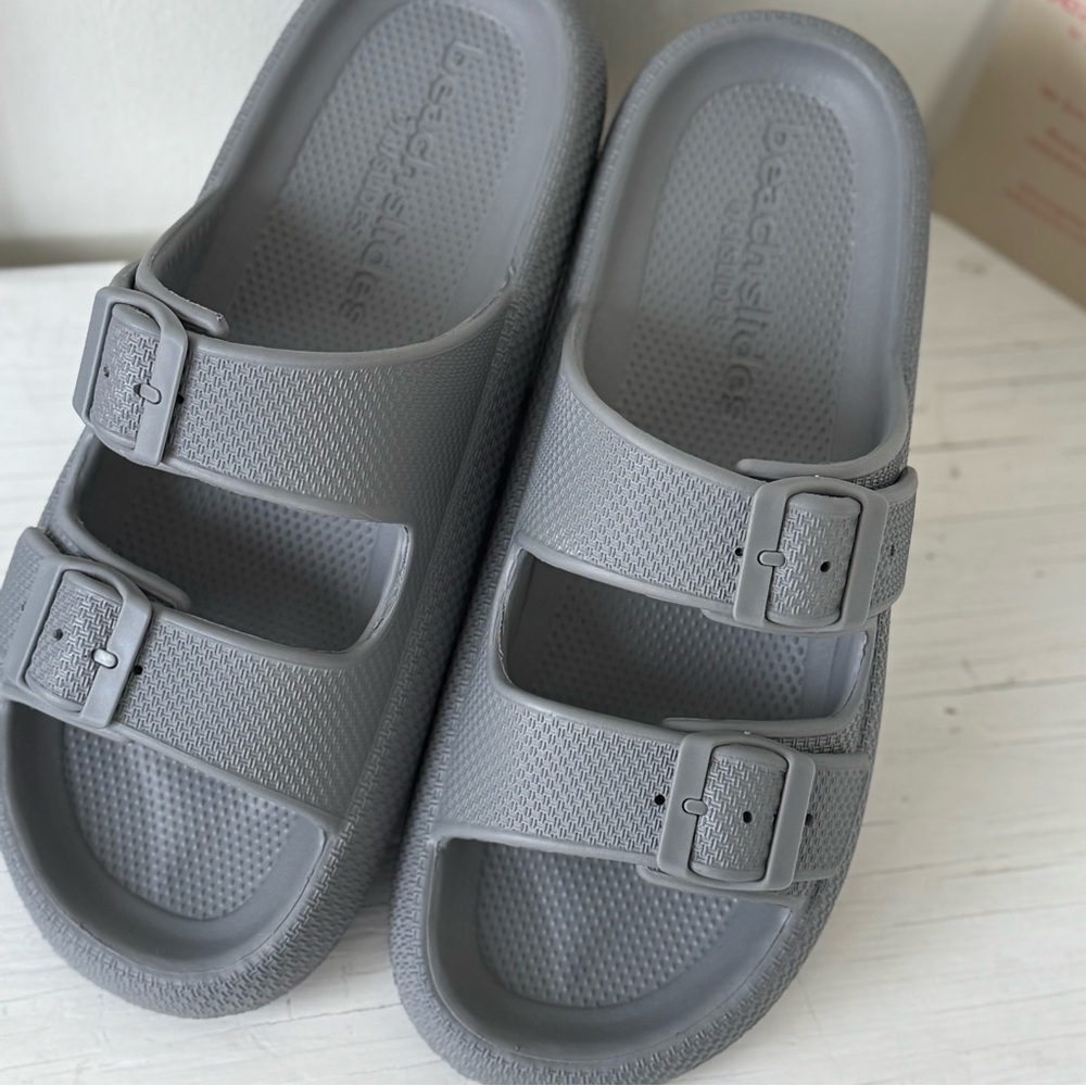 NIB Beach Slides by J Slides Grey Eva Socool Slides SZ 8 & 10 Beach Pool Lounge